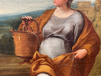 Christ and the Samaritan Woman at the Well, 17th Century Oil on Wood Panel, Framed Old Master Painting