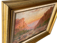 Signed Oil Painting by John Lewis Shonborn, Canyon at Sunset, 19th Century American Landscape