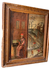 French School, 17th Century, Allegory of Winter, Oil on Wood Panel, Framed