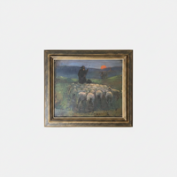 MEIN (1865-1938) FRENCH REALISM OIL CSigned Realist Oil Painting, Shepherd at Sunset by Mein (1865-1938), 19th Century French Pastoral on CanvasANVAS - SHEPHERD AT SUNSET AS MILLET