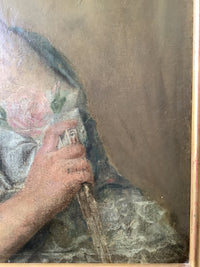 Follower of Louis Tocqué, Portrait of a Woman with Pearl Necklace, 18th Century Rococo Oil Painting, Framed