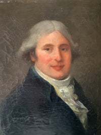 18th Century Portrait of a Nobleman with Powdered Wig, French School Oil on Canvas, 1750s Original