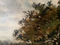 Signed Oil Painting, Haystacks Landscape by Adolphe Felix Cals (1810-1880), Listed French Impressionist, Oil on Canvas