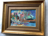 Signed Oil Painting, Mountain Landscape by Marie Astoin (1923-2011), 1950s French Expressionist Scene on Wood Panel