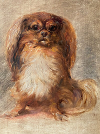 Ernest Jean Delahaye (1855-1921), Portrait of a Pekingese Dog "Kit", Signed Oil on Panel, Late 19th Century, Framed
