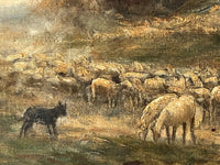 Alexandre Gaston Guignard (1848-1922), Sheeps in a Haystack Landscape, Signed Oil on Canvas, 19th Century, Framed