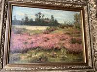 James Desvarreux-Larpenteur (1847-1937), Heather Landscape, Signed Oil on Canvas, Late 19th Century, Framed