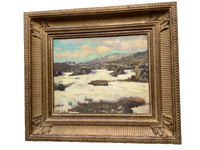 Signed Impressionist Oil Painting, Snowy Landscape by Alfred Louis Andrieux (1879-1945), Early 20th Century French Winter Scene on Panel