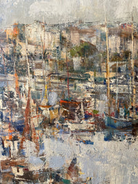 Daniel Jaugey (born 1929), Boats in the Harbor, Signed Oil on Canvas, Framed