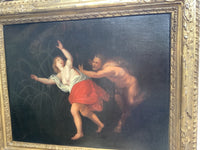 Italian School, 18th Century, Nymph and Satyr, Oil on Canvas, Framed