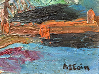 Signed Oil Painting, Mountain Landscape by Marie Astoin (1923-2011), 1950s French Expressionist Scene on Wood Panel