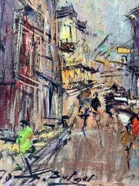 Signed Oil Painting, Montmartre Street Scene in Paris by Georges Berger (1908-1976), 1975, French Expressionist Cityscape on Canvas