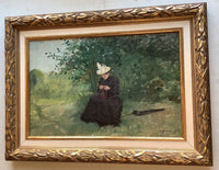 Octave Guenard (1845-1934), Woman in a Park, Signed Oil on Canvas, 19th Century, Framed
