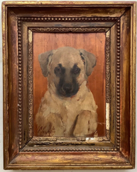 Charles Joshua Chaplin (1825-1891), Portrait of a Labrador Puppy, Signed and Dated 1882, Oil on Mahogany Panel, Framed