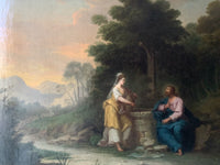 18th Century French Old Master Oil Painting, Christ and the Samaritan Woman at the Well, Unframed