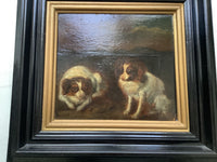Circle of Alexandre Francois Desportes (1661-1743), Portrait of Two King Charles Spaniels, Oil on Panel, 17th Century, Framed