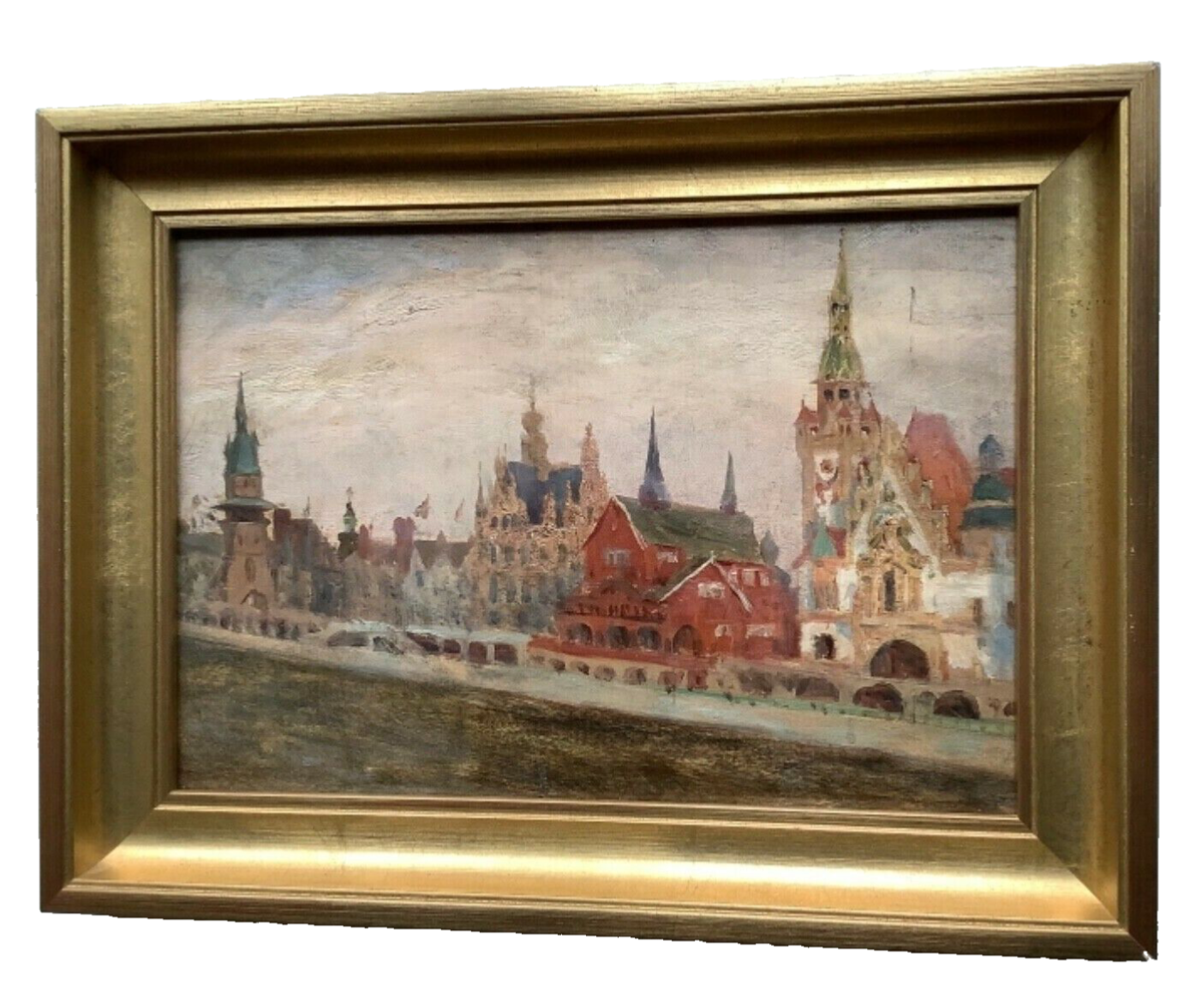 Leon Printemps (1871-1945), The Exposition Universelle in Paris, Signed Oil on Wood Panel, 1900, Framed