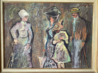 Ramon Dilley (b. 1932), Portrait of a Family, Signed Oil on Canvas, 1973, Framed