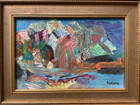 Signed Oil Painting, Mountain Landscape by Marie Astoin (1923-2011), 1950s French Expressionist Scene on Wood Panel
