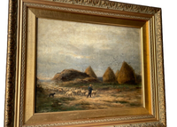 Alexandre Gaston Guignard (1848-1922), Sheeps in a Haystack Landscape, Signed Oil on Canvas, 19th Century, Framed