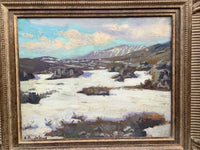Signed Impressionist Oil Painting, Snowy Landscape by Alfred Louis Andrieux (1879-1945), Early 20th Century French Winter Scene on Panel