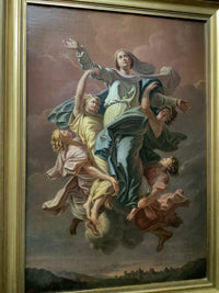 After Nicolas Poussin, The Assumption of the Virgin, Oil on Canvas Dated 1881, Framed French Religious Painting