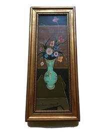 Simon Auguste (1909-1987), Bouquet of Flowers in a Blue Vase, Signed Oil on Canvas, Framed