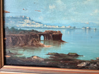 Victor Philipsen (1841-1907), View of Vesuvius from the Bay of Naples, Signed Oil on Wood Panel, Framed