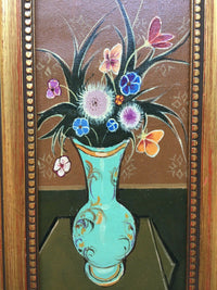Simon Auguste (1909-1987), Bouquet of Flowers in a Blue Vase, Signed Oil on Canvas, Framed