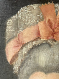 French School, Portrait of a Woman with Hat, 18th Century Oil Painting, Framed