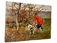 Tristan Lacroix (1839-1914), Courtyard Hunting, Signed Oil on Wood Panel, 1891
