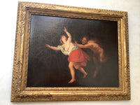 Italian School, 18th Century, Nymph and Satyr, Oil on Canvas, Framed