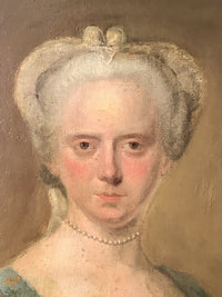 Follower of Louis Tocqué, Portrait of a Woman with Pearl Necklace, 18th Century Rococo Oil Painting, Framed