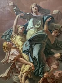 After Nicolas Poussin, The Assumption of the Virgin, Oil on Canvas Dated 1881, Framed French Religious Painting