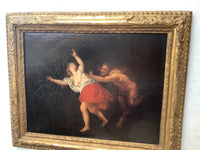 Italian School, 18th Century, Nymph and Satyr, Oil on Canvas, Framed