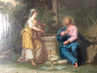 18th Century French Old Master Oil Painting, Christ and the Samaritan Woman at the Well, Unframed