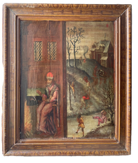 French School, 17th Century, Allegory of Winter, Oil on Wood Panel, Framed