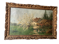 Paul Emmanuel Peraire (1829-1893), Farm Landscape in Spring, Signed Oil on Canvas, 19th Century, Framed