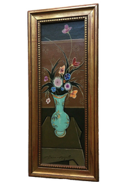 Simon Auguste (1909-1987), Bouquet of Flowers in a Blue Vase, Signed Oil on Canvas, Framed