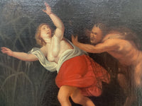 Italian School, 18th Century, Nymph and Satyr, Oil on Canvas, Framed