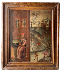 French School, 17th Century, Allegory of Winter, Oil on Wood Panel, Framed