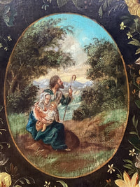 17th FLEMISH SCHOOL Brueghel The Flight to Egypt with Floral Garland, Flemish Oil on Panel, Circle of Jan Peeter Brueghel, Framed EGYPT Holy Family GARLAND Rare Antique Oil
