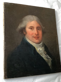 18th Century Portrait of a Nobleman with Powdered Wig, French School Oil on Canvas, 1750s Original