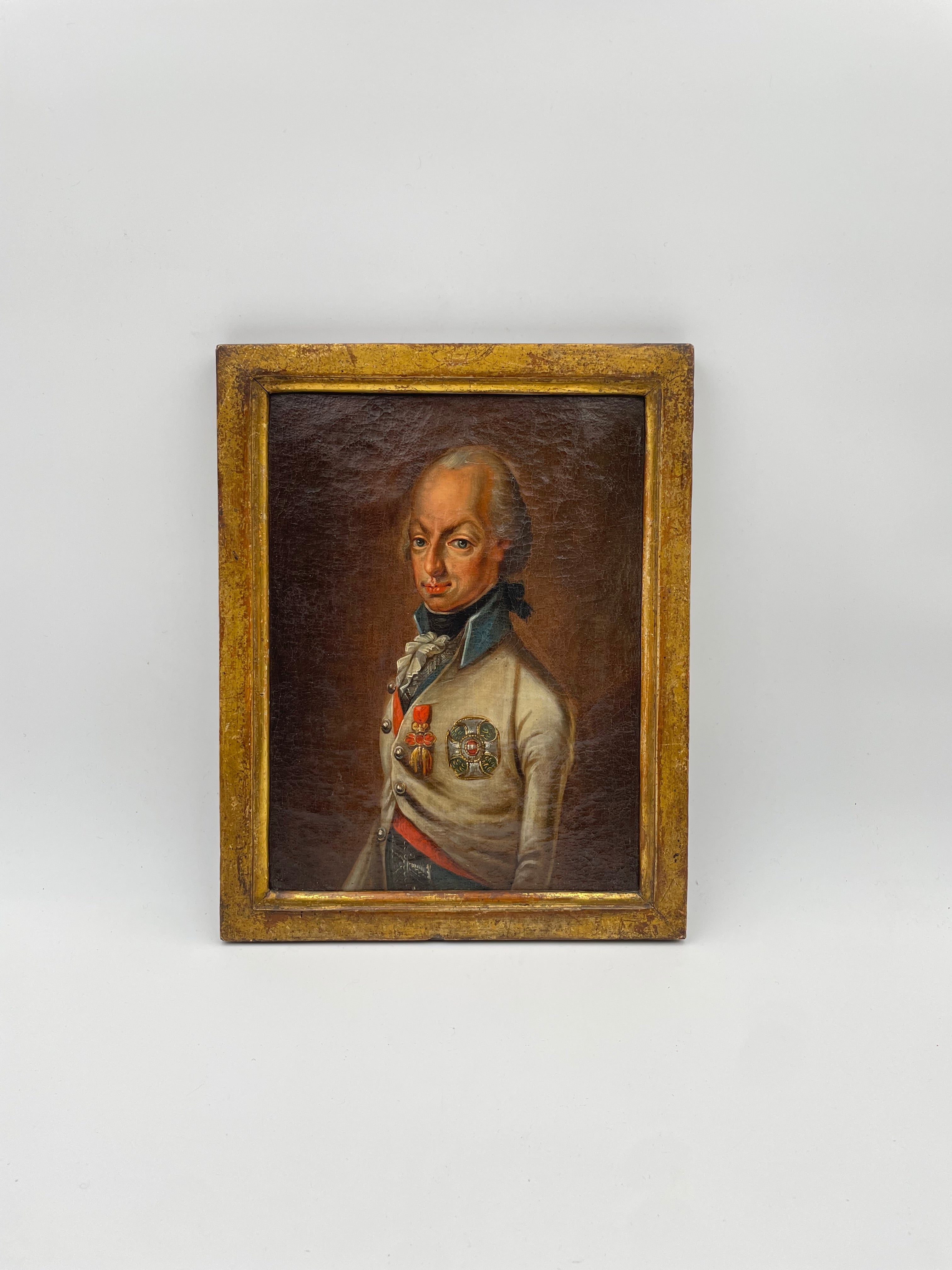 Portrait of Emperor Francis I of Austria, Early 19th Century Oil on Canvas, Habsburg Dynasty, Framed