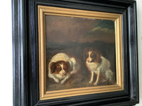 Circle of Alexandre Francois Desportes (1661-1743), Portrait of Two King Charles Spaniels, Oil on Panel, 17th Century, Framed