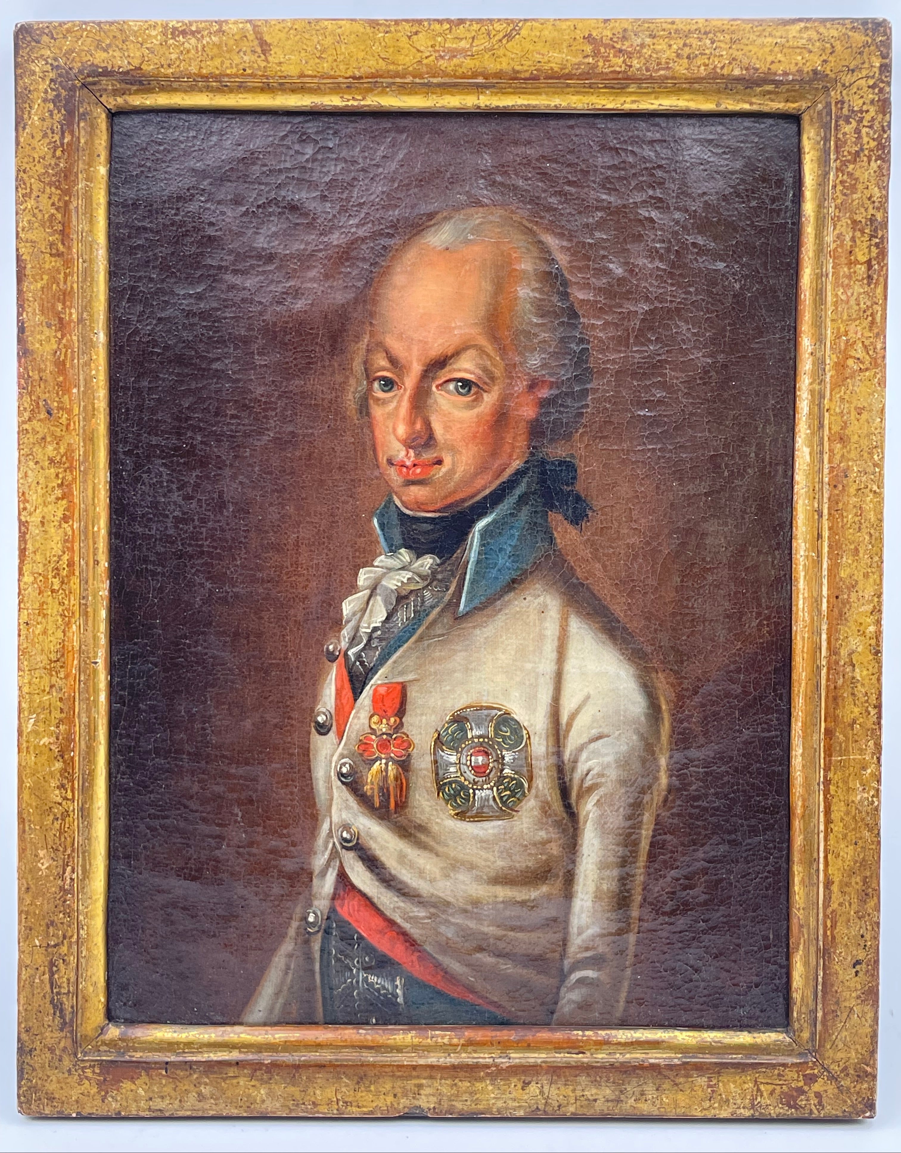 Portrait of Emperor Francis I of Austria, Early 19th Century Oil on Canvas, Habsburg Dynasty, Framed