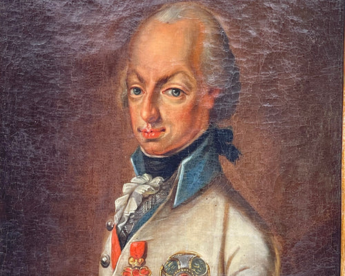 Portrait of Emperor Francis I of Austria with Habsburg double-headed eagle and Order of the Golden Fleece, early 19th century oil painting