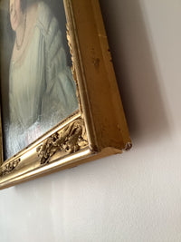 19th Century French Realist Oil Portrait of a Woman with a Pearl Necklace, Framed, Oil on Canvas