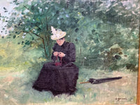 Octave Guenard (1845-1934), Woman in a Park, Signed Oil on Canvas, 19th Century, Framed