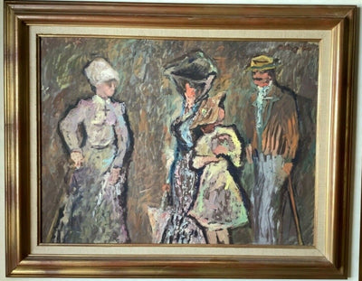 Four Belle Epoque figures in a group, signed oil on canvas by Ramon Dilley dated 1973